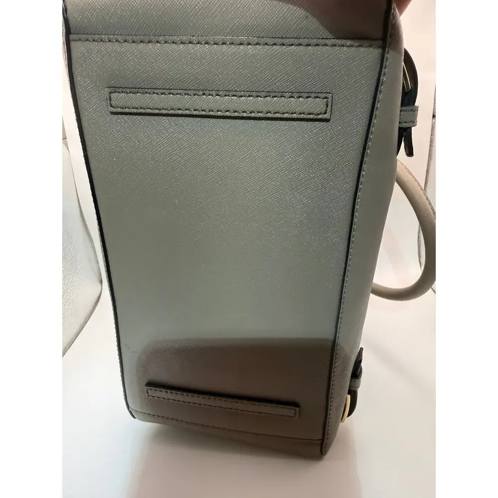 Tory Burch Saffiano Leather Satchel Bag Taupe